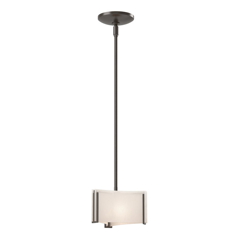 Exos 1 - Light Unique/Statement Geometric Pendant, White Art Glass, Oil Rubbed Bronze