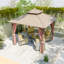  10 pi. X 10 pi Pavillon de jardin en aluminium avec double toit en acier, moustiquaire et rideaux