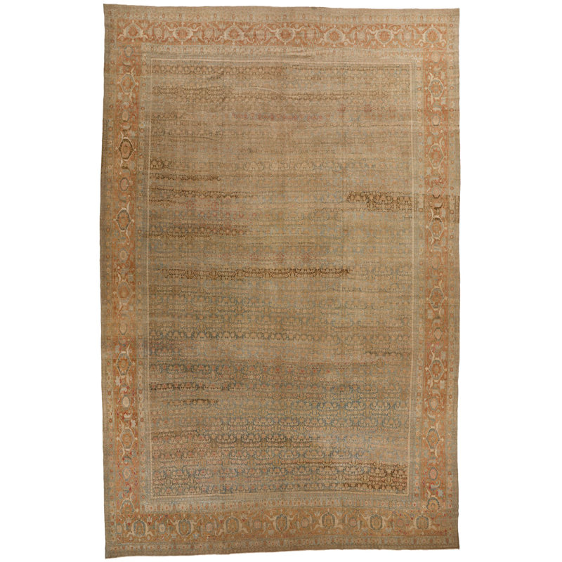 Tapis tribal turc anatolien brun clair et rouille 13 x 20