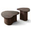 Ensemble de 2 tables basses en forme de cœur, finition bois de noyer foncé