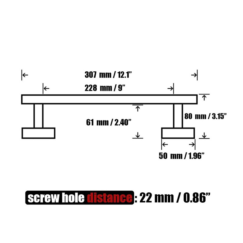 Porte-serviettes mural en acier inoxydable 304, Noir, H 1,96 po x L 12,1 po x P 3,15 po