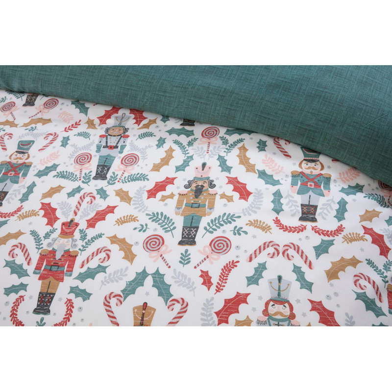 Nutcracker Duvet Cover Set Microfiber Duvet Cover Set with Pillowcases Included, Double Duvet Cover + 1 Pillowcase, White