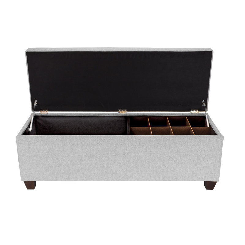 Lalonde Polyester Blend Upholstered Storage Bench, No, Stone
