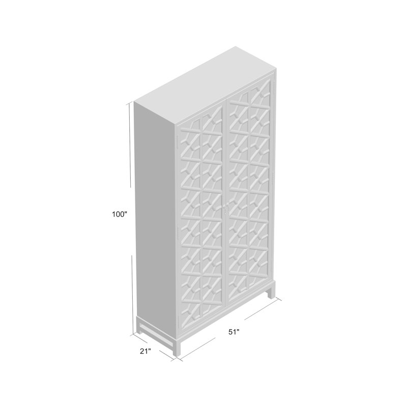 Maharadscha 2 - Door Armoire, 100" H x 51" W x 20" D, Solid White