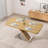 47.25 "-63" Dining Table, Original Wood Color, Seating 4-6 People, Retractable Table, Cross Metal Base And Stainless Steel Tubing(Natural)