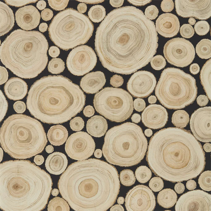 Alnwick Logs Wallpaper, Lacquer Black