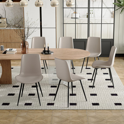 Ensemble de 6 chaises d'appoint rembourrées en tissu avec pieds en métal pour la cuisine, la salle à manger et le salon