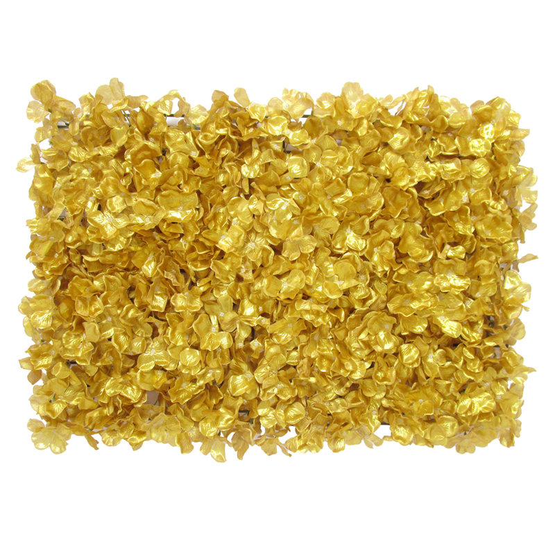 Artificial Hydrangea Flower Wall Panel Hedge Backdrop Privacy Screen, Gold