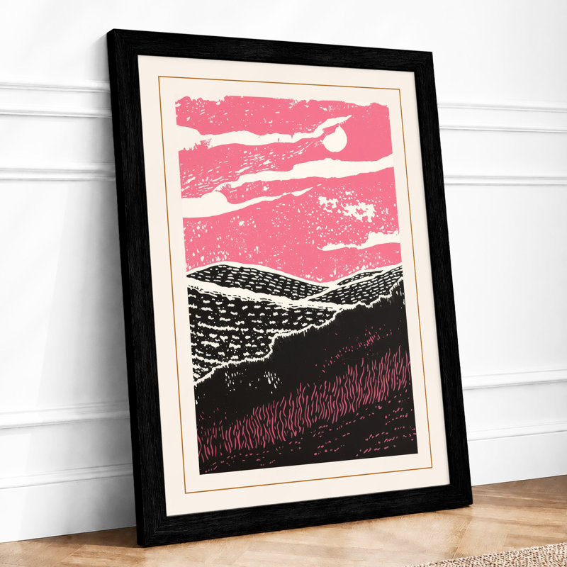 Nocturne Landscape Japandi - Framed Print, Black, A3 - 42.0 x 29.7 cm