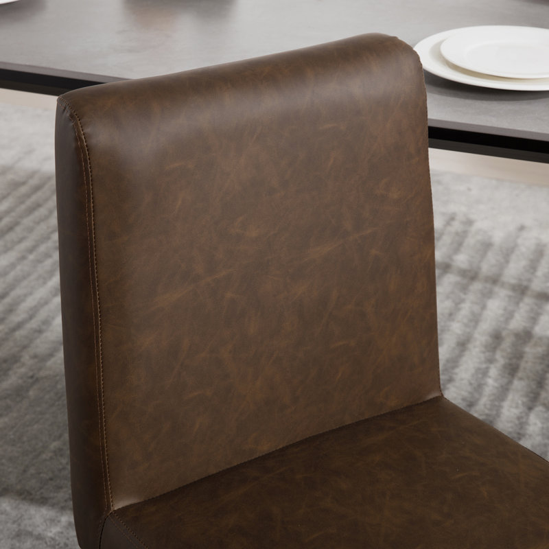 45cm H Upholstered Metal Side Chair, Brown