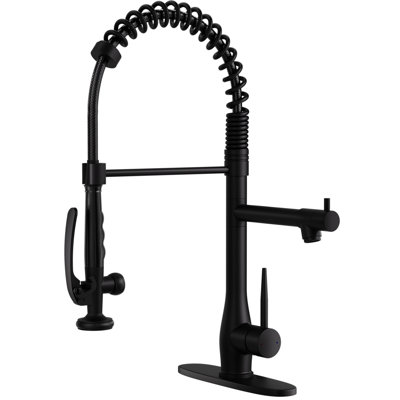 Robinet de cuisine moderne rétractable avec douchette à poignée simple en laiton noir mat