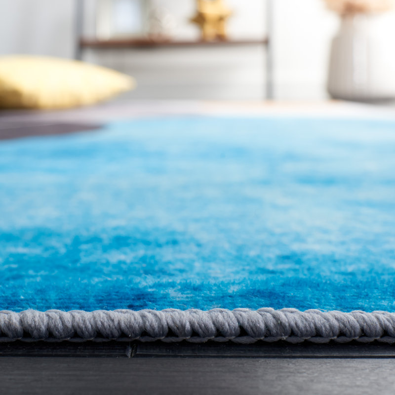 Tacoma Gray and Turquoise Abstract Washable Rug