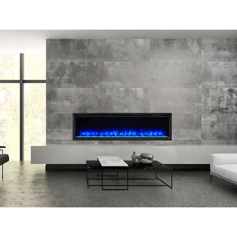 SimpliFire Allusion Platinum Linear Electric Fireplace, 20.4" H x 74.3" W x 5.6" D