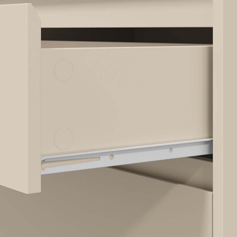 Large Wood Nighstand With 3 Drawers, Beige
