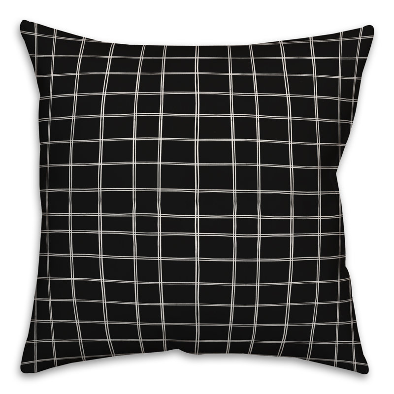  Coussin Drawn, 16 po x 1 po, Noir / blanc