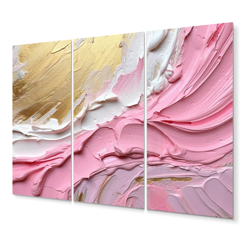 Pink and Gold Spiral Radiance III - Abstract Spirals Metal Wall Decor Set