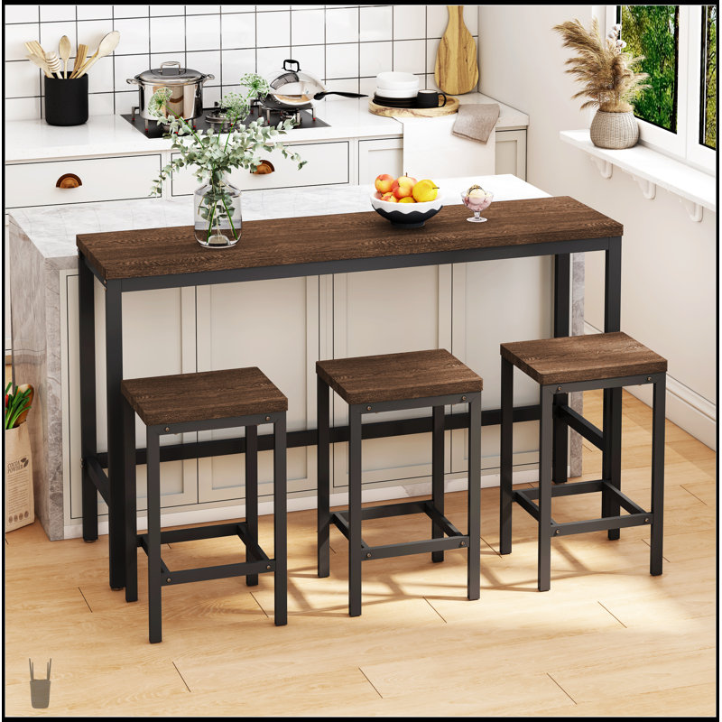 Ensemble de table de salle à manger de conception moderne avec 3 tabourets, facile à assembler, durable et élégant pour les repas de famille et les réceptions