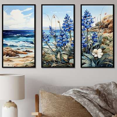 «Blue Bonnets On The Beach - Blue Bonnets», ensemble de reproduction d'art mural
