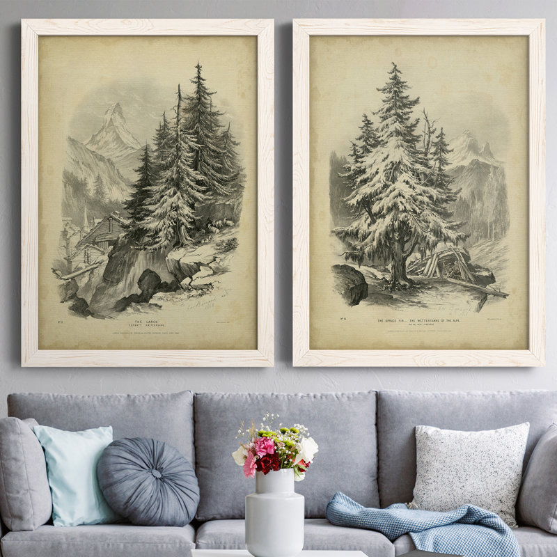 " The Larch " 2 - Pieces, 43.5" H x 31.5" W x 1" D, White Framed Canvas