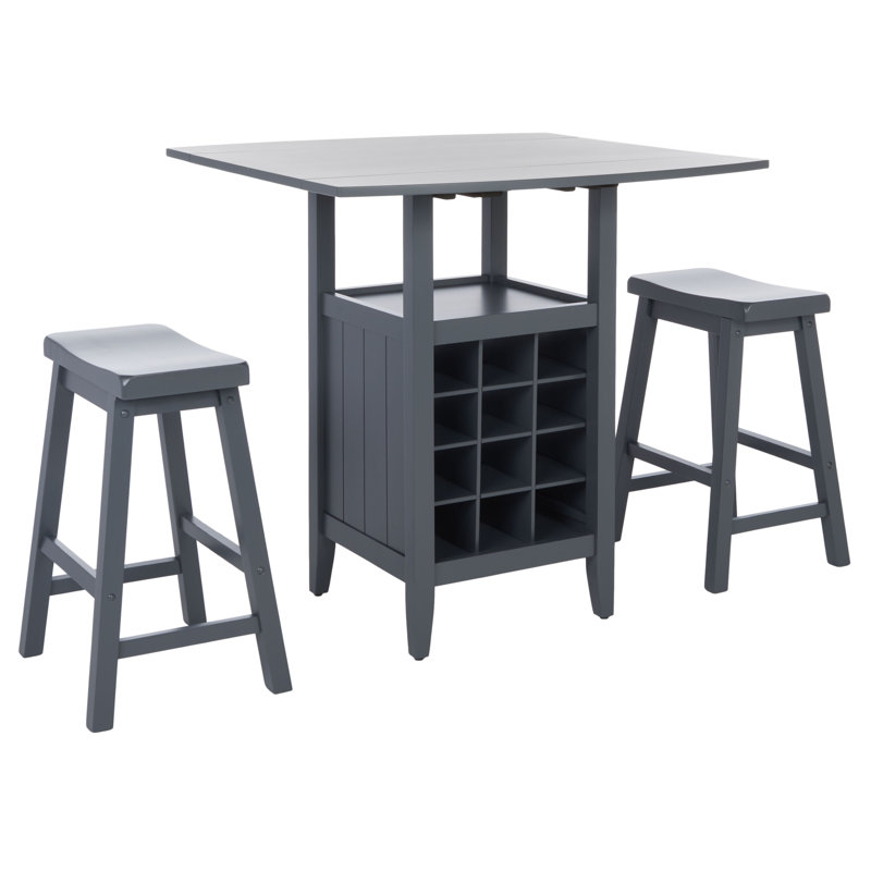 2 - Person Solid Wood Top Four Leg Dining Set, Gray