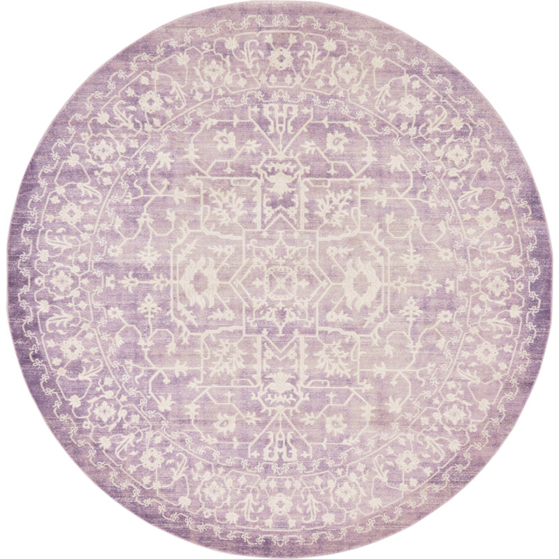 Tapis oriental mauve / ivoire Danit, Rond 8 pi