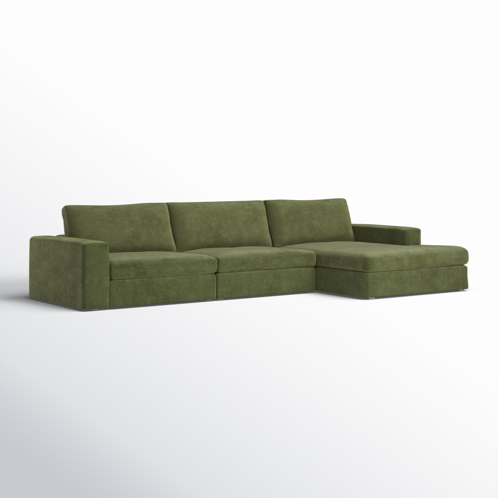 Ojai 3 - Piece Upholstered Sectional, Right Hand Facing, Olive Green Chenille