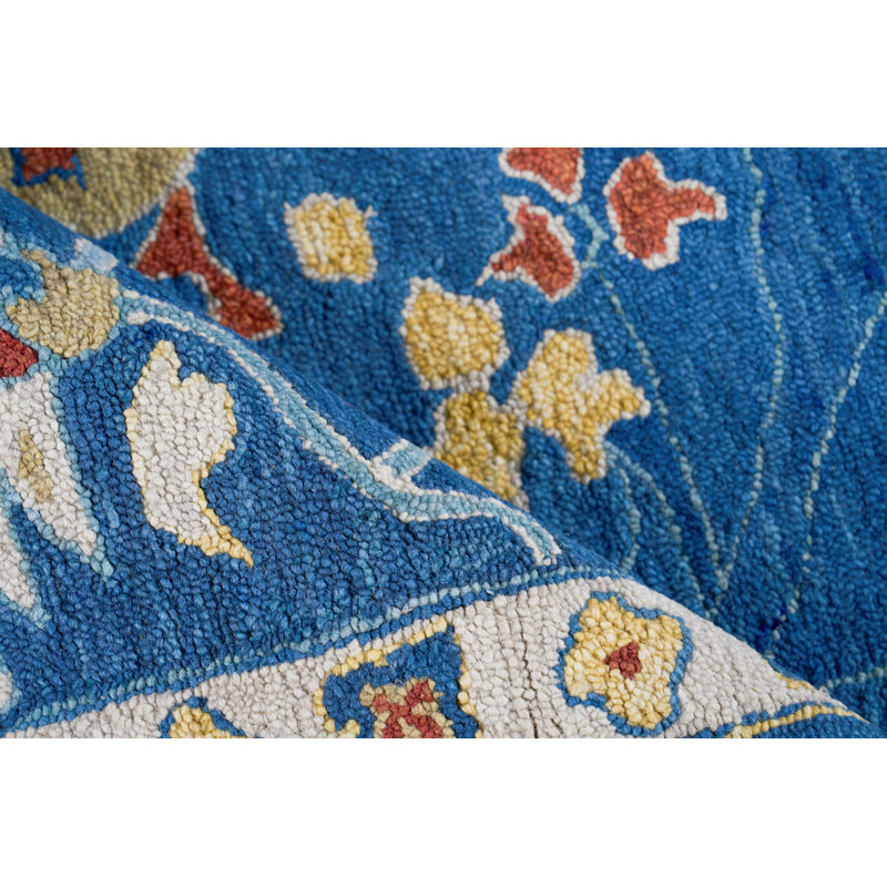Hamilton hand-tufted New Zealand Wool Navy/Multi Area Rug, Rectangle 4' x 6', Navy