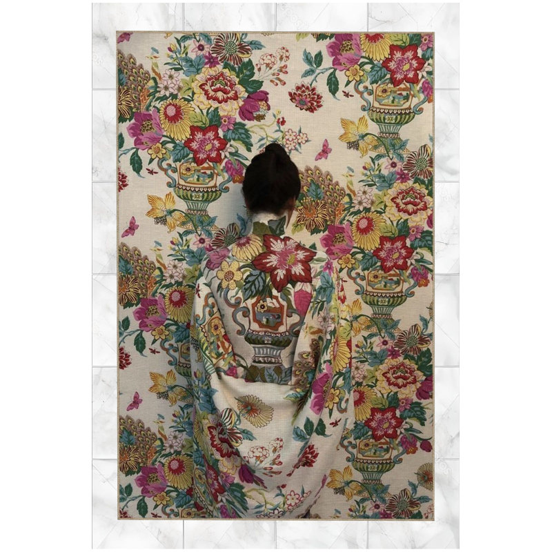 Multi Colour Floral Motifs and Abstract Woman Pattern Vintage Decorative Machine Washable Area Rug, Runner 3'3" x 9'10"