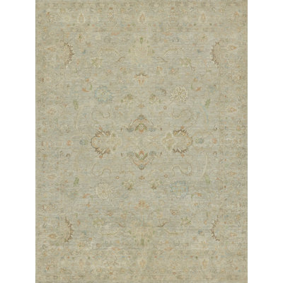 Santorini hand-knotted Wool/Silk Green Area Rug