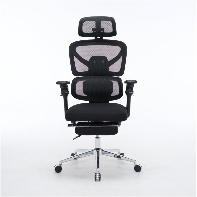 Fauteuil de bureau ergonomique avec support lombaire à massage, appui-tête 4D et accoudoirs 5D, dossier réglable haut et profondeur d'assise
