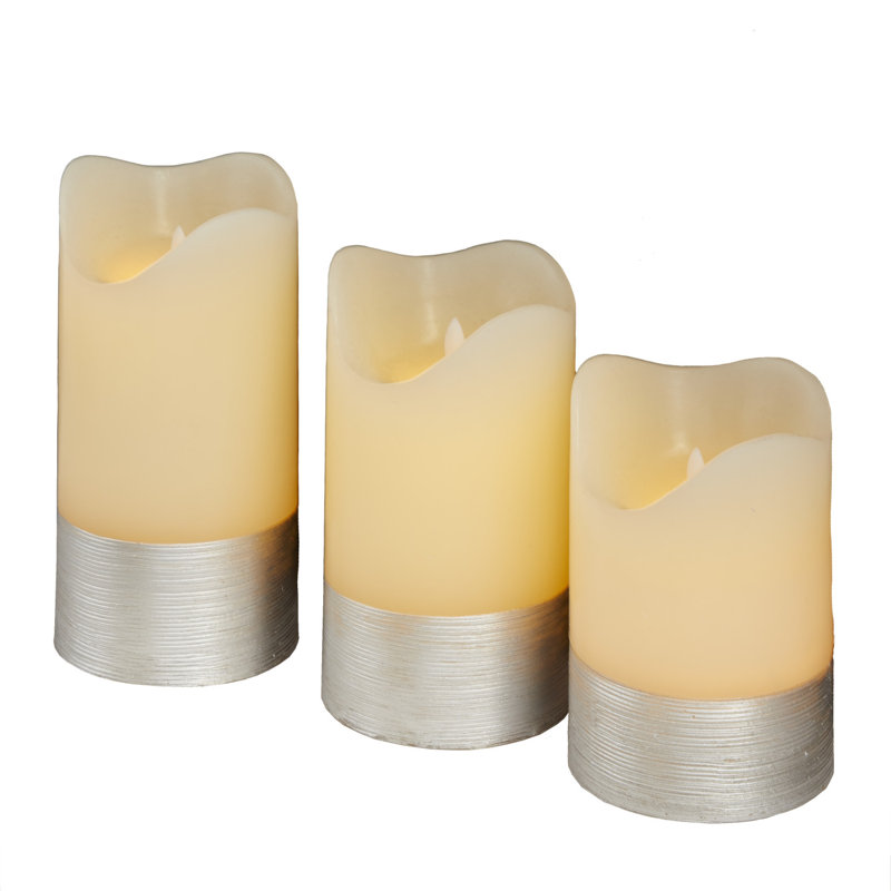 Ensemble de bougies sans flamme Alzena, Argent, H 6 po x l 3 po x P 3 po