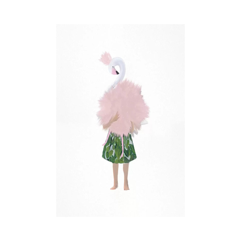 Flamingo Girl by Leah Straatsma - Wrapped Canvas Gallery-Wrapped Canvas Giclée, 66.04 cm H x 45.72 cm W x 3.175 cm D