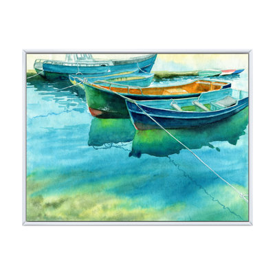 Bateaux de pêche à l'embarcadère - Peinture sur toile