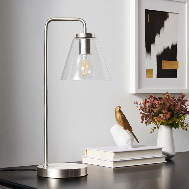 Modway Element Glass Table Lamp, Satin Nickel