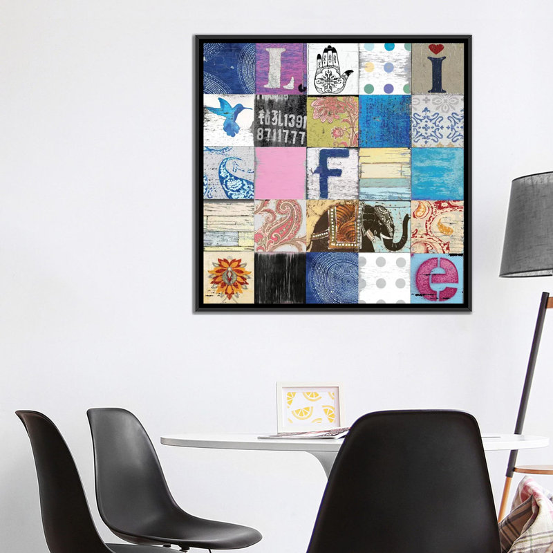 « boho life », reproduction d’art sur toile, H 12 po x l 12 po x P 0,75 po, Toile tendue, Pas de tapis