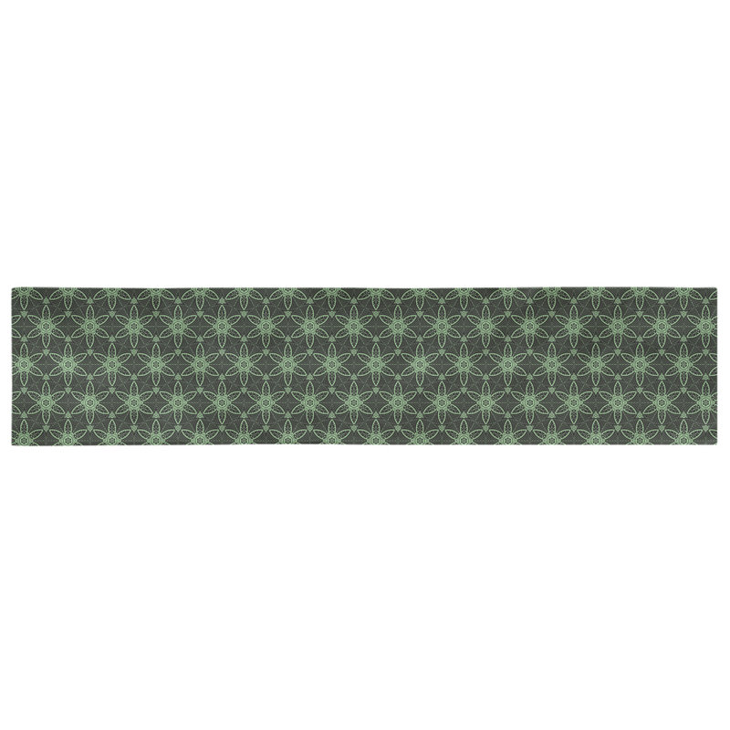 Chemin de table orné Mcguigan, 72 po x 16 po, Noir / Vert