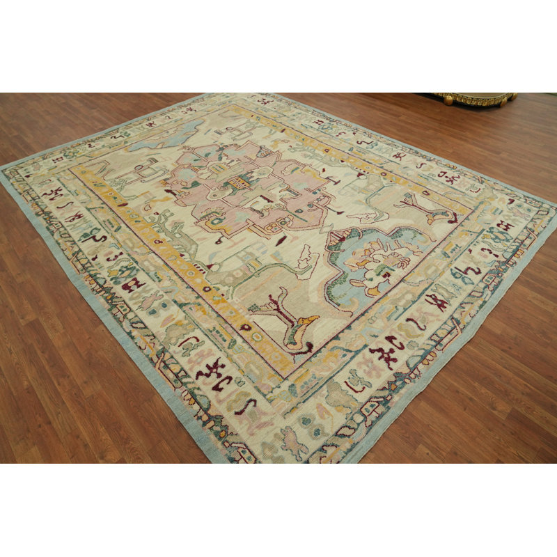 Tapis géométrique transitionnel Oushak 9 x 12