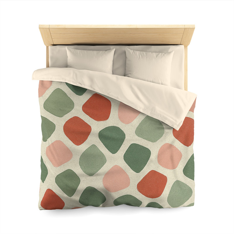 Microfiber Duvet Cover Boho Style, Design 45, Queen Duvet Cover, Cream