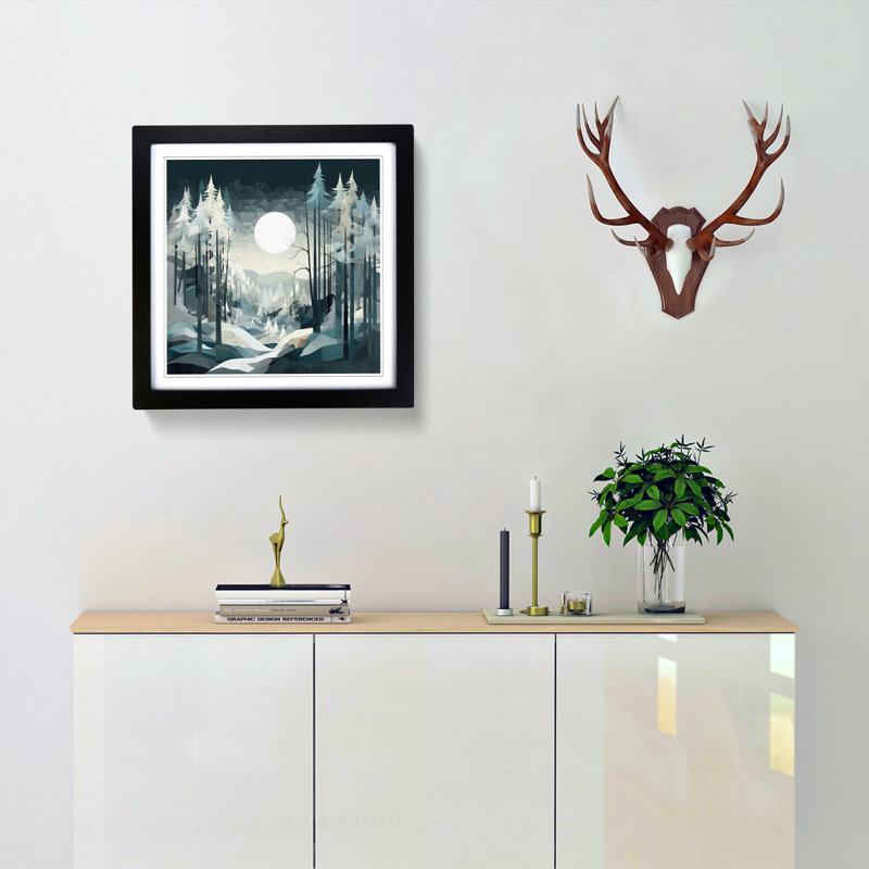Winter Forest Graphic Art - Framed Print, Black Framed