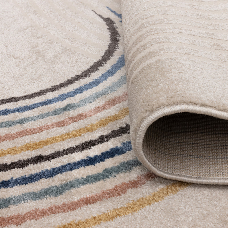 Deran Flow Beige Area Rug, Rectangle 80 x 140 cm