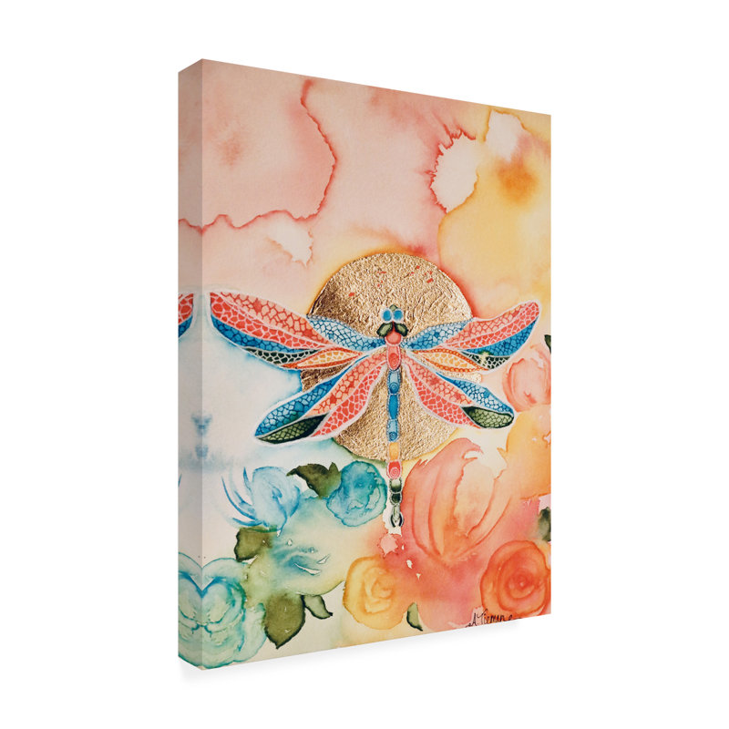 Art mural sur toile tendue - Amy Tieman «Sunset Dragonfly» pour décoration de salon, de chambre à coucher ou de bureau - 14 x 19
