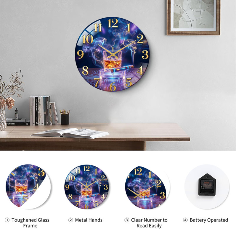 Horloge murale Whiskey Smoke, 40x40cm(15.7x15.7inch)