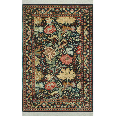 Tapis de couloir Fabiana fabriqué à la main - noir - rouge, 2 pi 1 po x 3 pi 4 po Fabiana