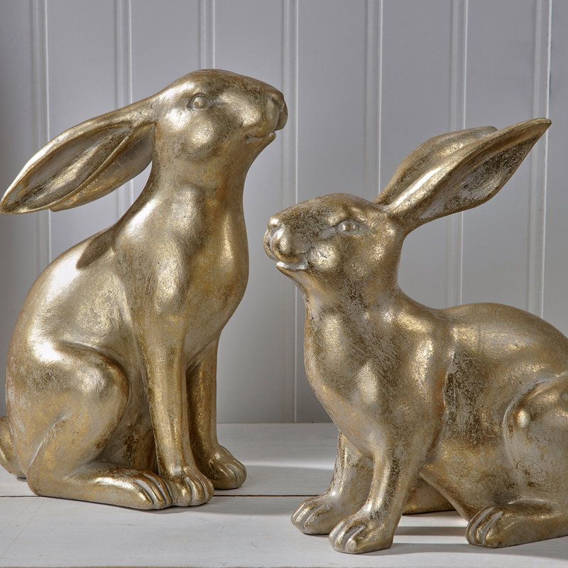 Lapin doré 9 po en résine