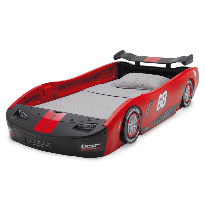 Delta Children Turbo 2-piece Twin Bedroom Furniture Set – Includes Twin Race Car Bed And Twin Mattress, Red