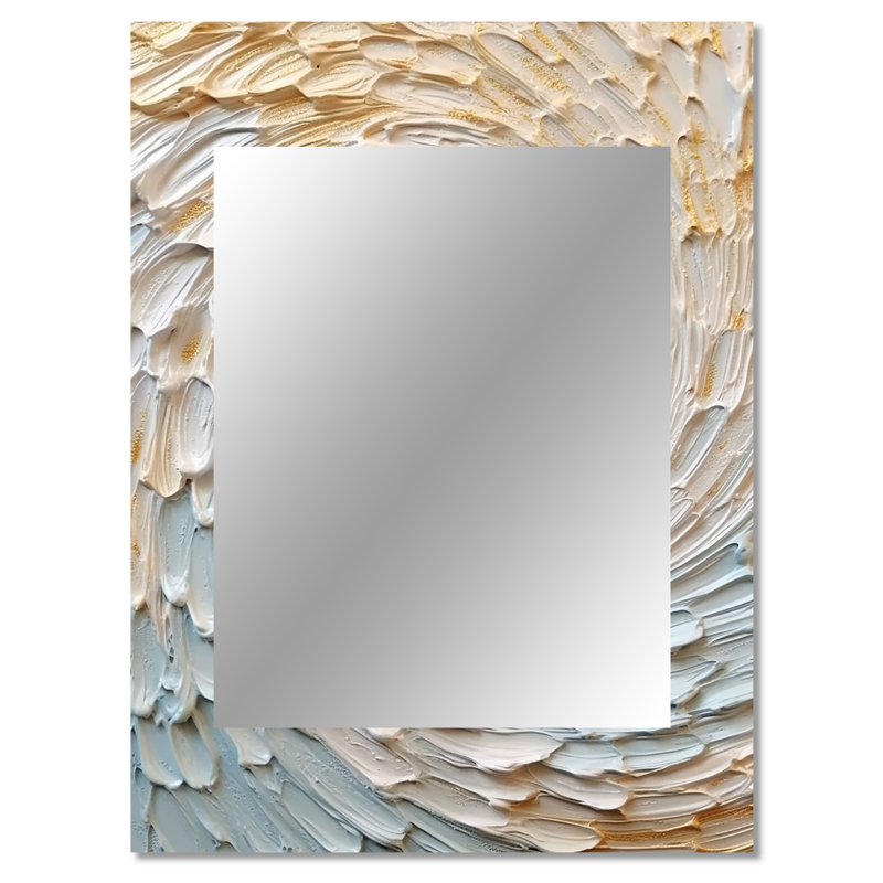 Or et crème Enchanted Whirls III - miroir spirales abstraites, miroir mural moderne unique, impression d'art en métal