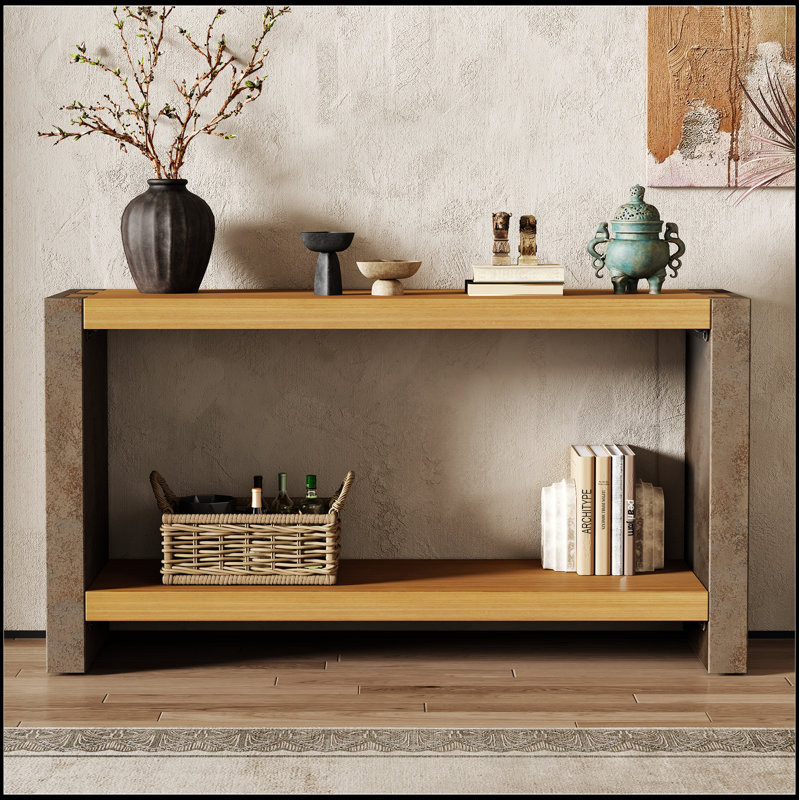 Mirod Vintage Industrial Console Table - Classic Minimalist Design with Premium Wood Veneer and Distressed Finish