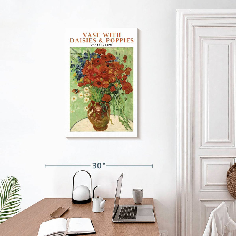 Vase avec marguerites et coquelicots Van Gogh, H 30 po x l 20 po
