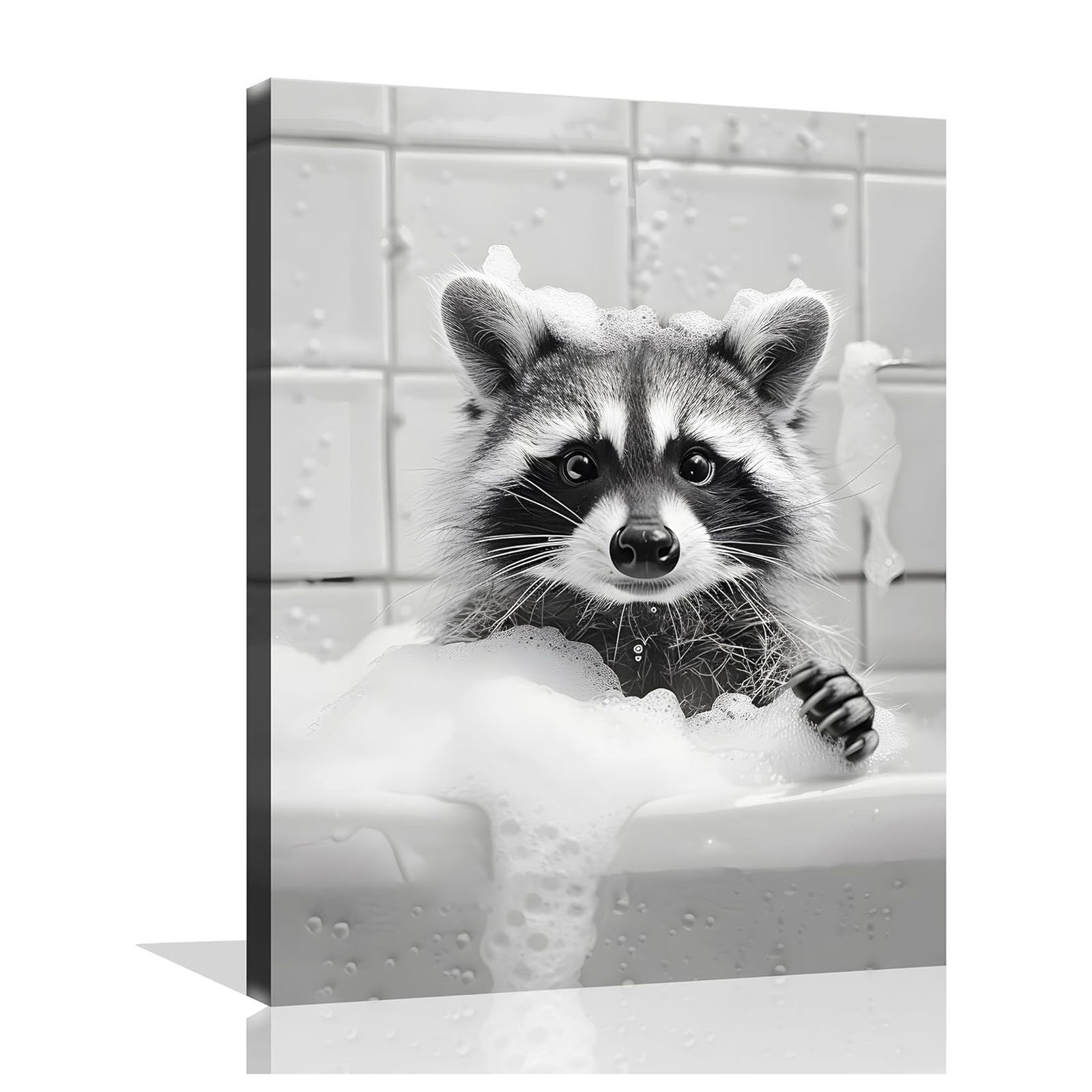 Red Barrel Studio® Raccoon Bathroom Wall Art Raccoon In The Bathtub ...