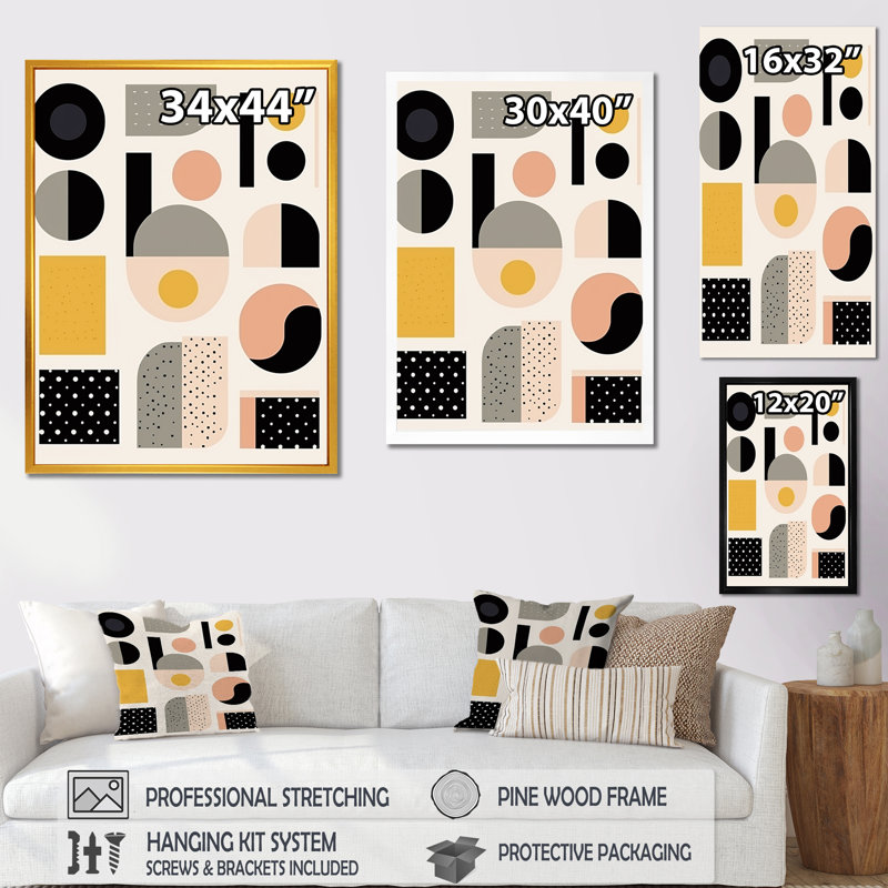 " Dimensional Abstract Geometrics Retro Pastel ", 32" H x 16" W x 1" D, Wrapped Canvas